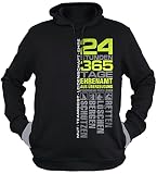 vanVerden Feuerwehr - Hoodie Herren Freiwillige Feuerwehr - 24 Stunden 365 Tage Ehrenamt - Neon Gelb - Pullover Herren Geschenk für Männer, Farbe:Schwarz, Größe:L