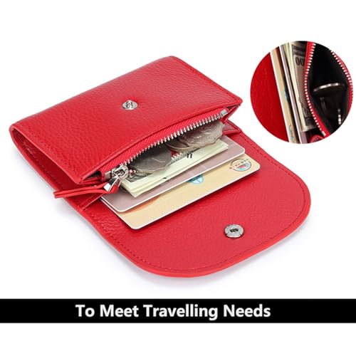 Leather Wallet Women,Womens Bifold Wallet Small Leather Wallet Compact Wallet Id Wallet For Women Womens Wallets Large Capacity (Red) (red)4