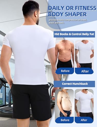 MISS MOLY Compression Shirts For Men Tummy Control Gynomastica Slimming Undershirt V Neck Short Sleeve Shapewear4