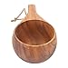 OUKENS 220ml Wooden Camping Cup, Heat Insulation Finely Polished Coffee Mug with Handle for Outdoor Hiking,Handcrafted Wood Camp Mug,Hardwood Cup (Single Hole Cup)