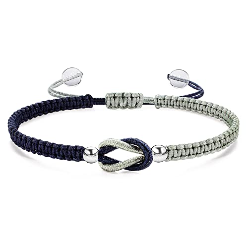 Handmade Bracelets, Bracelets for Women Men Adjustable Initial Bracelet Jewelry Gifts for Mom Wife Girlfriend Her Friends Christmas Gifts 1 Navy & Silver Grey Infinity Knot