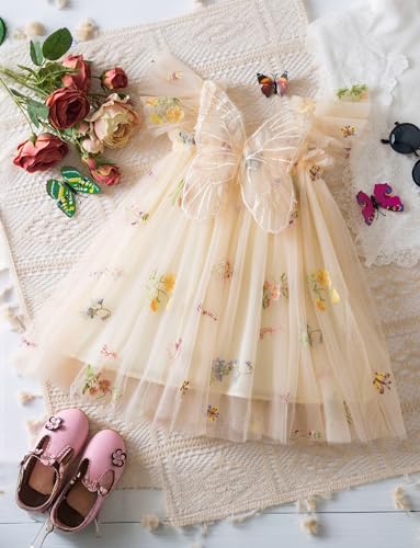 Toddler Baby Girl Tulle Dress Sleeveless Layered Tutu Dress Fluffy Flower Sundress with Back Butterfly3