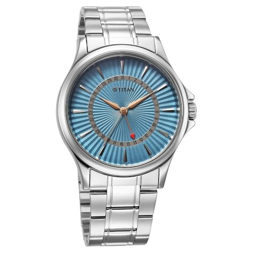 Image of Titan Karishma Quartz Analog with Date Blue Dial Stainless Steel Strap Watch for Men