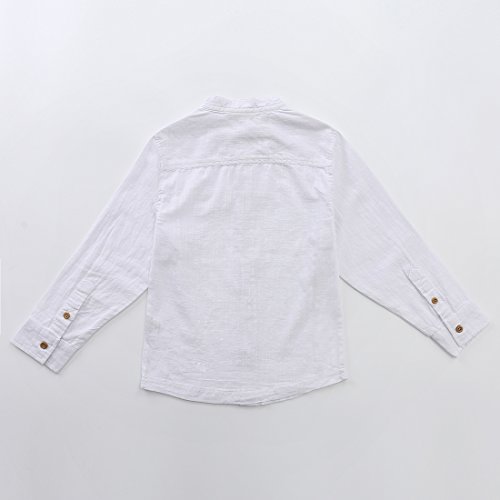 MOMOLAND Little Big Boys Long Sleeve Woven Cotton Button Down Linen Design Shirt Solid Printed2