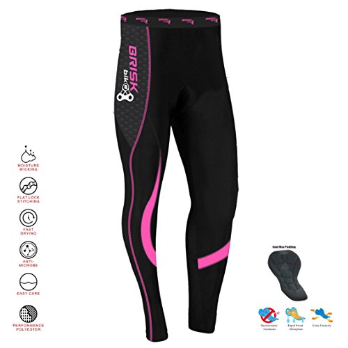 Brisk Bike Cycling Trousers Women Padded Cycling Trousers with Cool Gel Padding Inside Cycling Tights Breathable and Lightweight Cycling Pants (UK, Alpha, M, Regular, Regular, Black/Pink) - Image 2