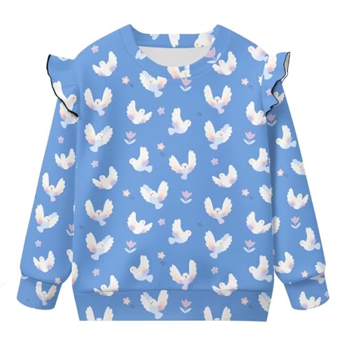 Long Sleeve Tops for Petite Girls Ruffle Crewneck Soft Shirts Cute Blouses Girls Casual Outfits Fashion Daily Wear