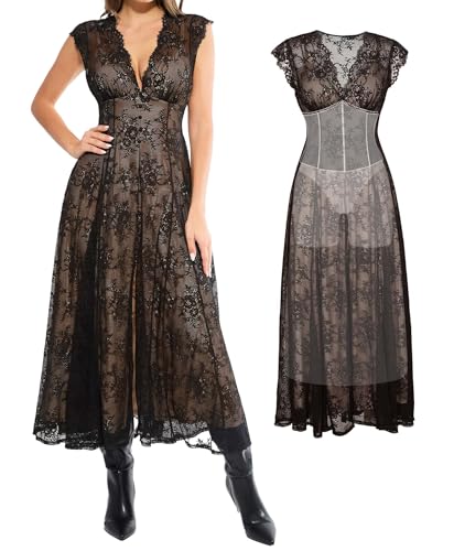 Popilush Lace Formal Cocktail Wedding Guest Dresses for Women Skin S