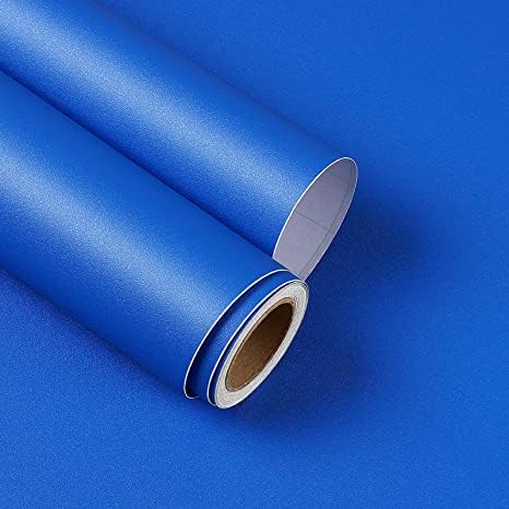 Image of HOME13 Self Adhesive Wallpaper Royal Blue Matte Removable and Decorative Vinyl Wallpaper for Kitchen Countertop Cabinets Table 2 Ft x 20 Ft with 2pcs