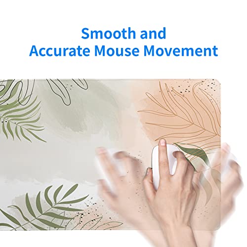 Boho Large Gaming Mouse Pad Kawaii Mousepad Matcha Green Plant Abstract Desk Pad Women Pink Mouse Mat Desk Mat Keyboard Mat For Desktop Gamer Girl Accessories Office Accessories, 31.5 X 11.8 Inch #TOP6