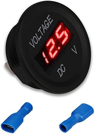 WATERWICH 12V 24V Volt Meter LED Digital Display DC Voltmeter Voltage Meter with Terminals for Car Automobiles Motorcycle Truck Boat Marine (12V-24V Red Voltmeter)