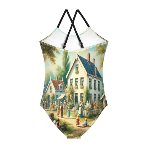 Farmhouse Trees Life Girls Swimsuit Bathing Suit One Piece Swimsuits Summer Beach Swimwear2