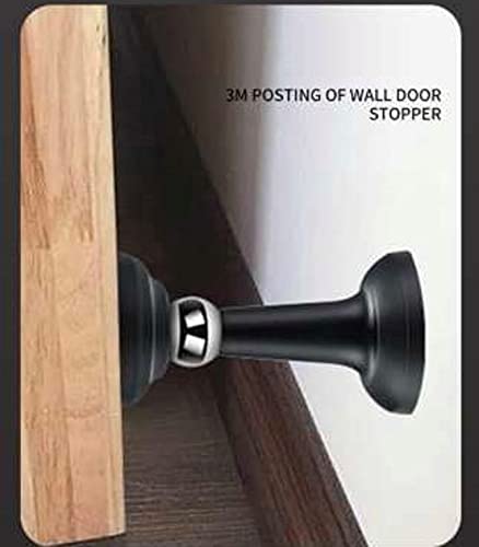 Bphome Magnetic Door Stop, Self-Adhesive Door Holder, Decorative Matte Black Door Stopper, Noise Reduction Silicone Made, Easy Install No Drilling, Magnet Door Stop Wall Protector, Wall-Floor Mount #TOP4