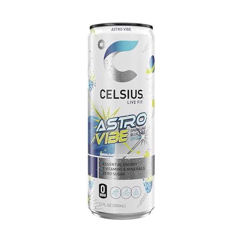Image of CELSIUS ASTRO VIBE Sparkling Blue Razz, Sugar Free Energy Drink, 12 Fl Oz (Pack of 12)