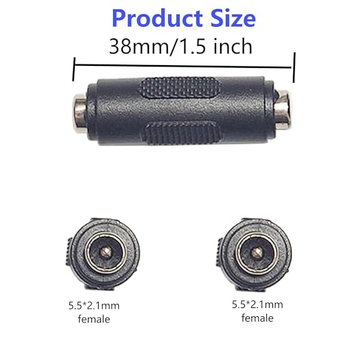 Adaptador conector DC 5.5mm x 2.1mm hembra a hembra, 2 piezas miniatura 5