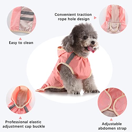 Kthzi Dog Raincoat Adjustable Pet Waterproof And Windproof Clothes Lightweight Rain Jacket Poncho For Hoodies With Strip Reflective(Pink,Large，Yy26) #TOP3