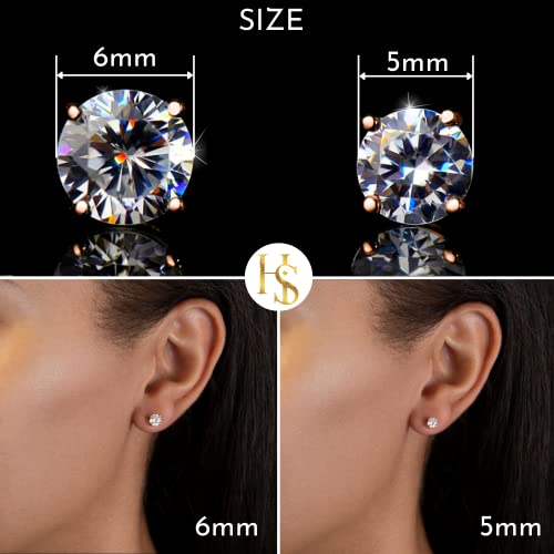 Image of HIGHSPARK 925 Silver Solitaire Earrings for Women | 92.5 Sterling Silver and Diamond like Brilliance Sparkling Zirconia for that Stunning Shine | Lovely Gift