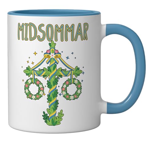 Taza de cerámica con diseño Wicca azul y blanco 11 oz miniatura 2