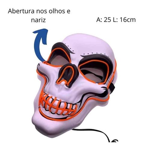 Máscara Led Neon Caveira Pisca Halloween Festa Rave (Rosa)