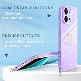 Yichxu Etui z paskiem na telefon komórkowy Xiaomi Redmi 15C 4G/5G (wersja UE), z brokatem w kształcie serca, silikonowe etui na telefon komórkowy ze sznurkiem do zawieszenia, etui ochronne z