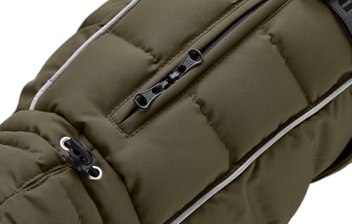 HUNTER Hundemantel Paxson Mops & Co., Farbe: Oliv, stylischer Puffermantel, wasserabweisend, reflektierende Details, optimaler Sitz für kompakte Hunde, maschinenwaschbar, Größe: 44