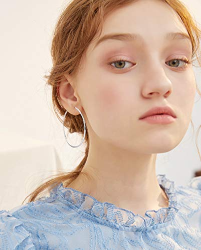 Loyallook 4 Pairs Stainless Steel Clip On Hoop Earrings For Women Fake Hoop Earrings Spring Hoop Earrings For Non-Pierced Ears #TOP4