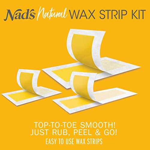 Nad's Wax Strips Kit Natural All Skin Types Wax Hair Removal For Women, 6 Face Wax Strips + 20 Body Wax Strips + 6 Bikini Wax Strips + Post Wax Oil #TOP5