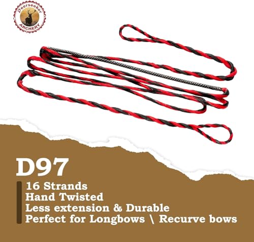 Deerseeker Flemish D97 Bow String Handmade Twist Bowstring 16 Strands 54-70in Fast Flight for Traditional Longbow Recurve Bow Replacement Archery Accessories (Gray+Brown, AMO 62\"(Actual Length 58\"))