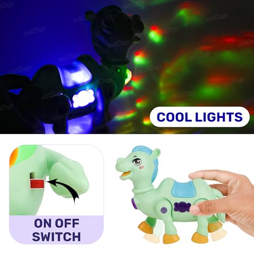 Image of Zest 4 Toyz Musical Toy for Kids | Musical Camel Toy for Kids | Flashing Lights & Sound Toys | Interactive Baby Crawling Toy | Battery Operated Toys | Birthday Gift for Boys and Girls - Green
