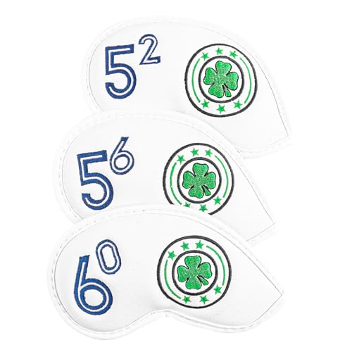 FINGER TEN Golf Iron Wedge Head Covers 52°54° 56° 60° (Mix (White&Clover))