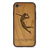 Case Compatible with iPhone 6 and iPhone 6s, Volleyball Player Woman, Personalized Engraving Included (Cherry Wood)