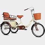 3 Wheels Bicycle for Adult and Elderly,Double Person Trike with Back seat,Folding Rickshaw Tricycle,Human Powered Bike,Hydraulic Front Fork,Front Wheel Caliper Brake