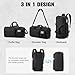 G4Free 3-in-1 Travel Duffle Bag for Men and Women, 50L Large Gym Sports Bags Tactical Military Duffle Backpack with Shoes Compartment and Wet Pocket (Black)
