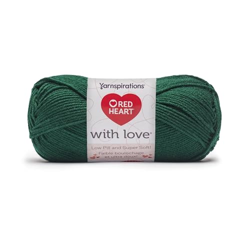 Image of Red Heart with Love Low Pill Yarn for Crocheting, Forest Green, 3-Pack