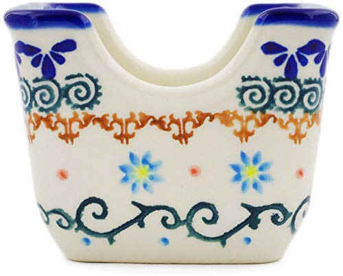 Polish Pottery 3½-inch Sugar Packet Holder (Sunflower Dance Theme) + Certificate of Authenticity