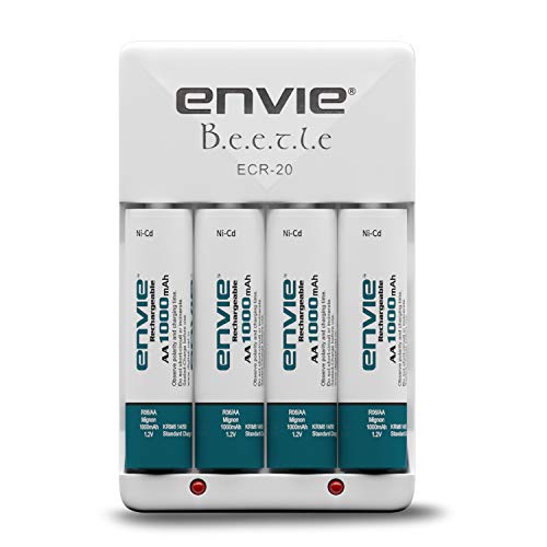 Image of ENVIE (ECR20+1000) Beetle Charger for AA & AAA Rechargeable Batteries with LED Light Indicator