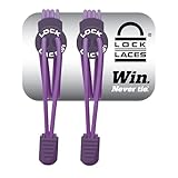 LOCK LACES (Elastic No Tie Shoelaces) (Purple, 48-Inch)