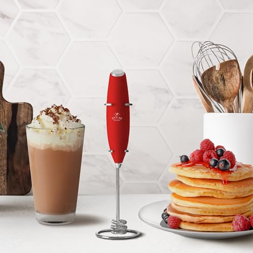 Image of Mini & Mighty Milk Frother Wand - Powerful Handheld Coffee Frother, Battery Operated Drink Mixer - Compact Pocket Size - Detachable Whisk for Latte, Cappuccino, Matcha, Hot Chocolate