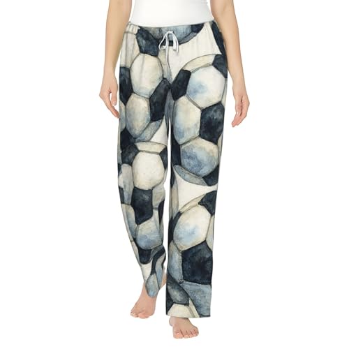 Pantalon pyjama polaire femme foot aquarelle chaud et bas de nuit douillet