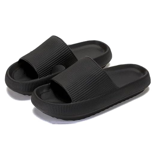 Cloud Slippers for Women and Men, Rosyclo Massage Shower Bathroom Non-Slip Quick Drying Open Toe Super Soft Comfy Thick Sole Home House Cloud Cushion Slide Sandals for Indoor & Outdoor Platform Shoes