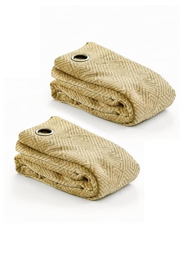 Image of Saral Home Pacman Chenille Blackout Door Curtains 2pc, Gold 4X7 Ft