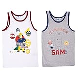 United Labels Feuerwehrmann Sam Jungen Kinder Unterhemd Tank Top Hemdchen Weiß & Grau (2er Pack) (98-104)
