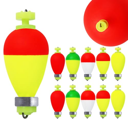 CWSDXM Weighted Fishing Bobbers 10 Pack – Foam Snap-On Slip Floats for Bluegill, Crappie, Bass & Trout Fishing (Oval, 3.8in)