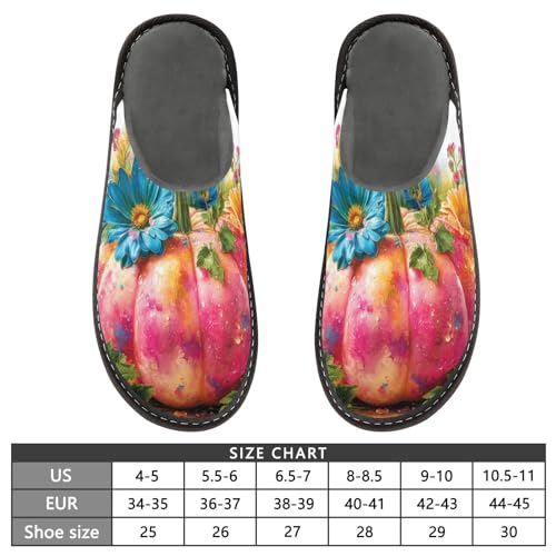 Slippers for Women Floral Pumpkin with Flora Soft Fuzzy Women's Slippers Indoor and Outdoor Shoes3