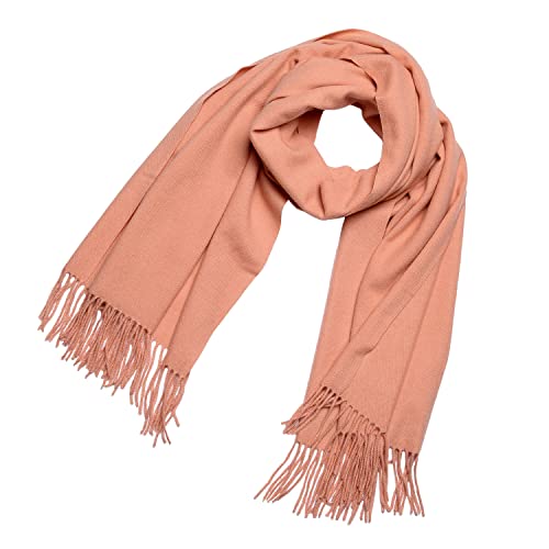 DonDon Schal Damen Winter Wollschal Winterschal groß und flauschig 200 x 70 cm - Lachsfarben