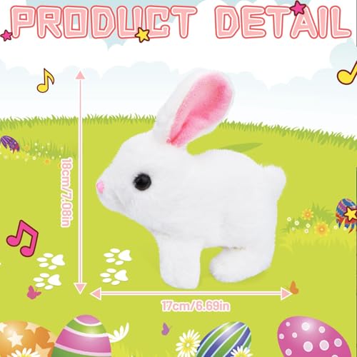 Interaktives Kaninchen Spielzeug, Kuscheltier Hase , My Realistic Bunny Toy, Hüpfendes Osterhase mit Karotte Geräuschen Bewegungen Wackeln, Hasen Kuscheltiere Ostergeschenke Kinder Geburtstagsgeschenk
