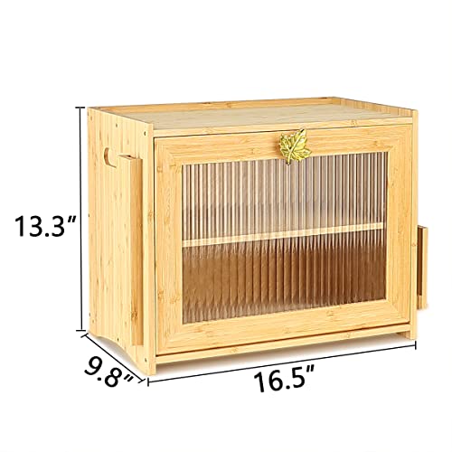 Art Secret Double Layer Bamboo Bread Box For Kitchen Counter - Large Capacity Bread Bin With Tempered Glass Window - Rustic Farmhouse Style Bread Storage Container (Maple Leaf) #TOP2