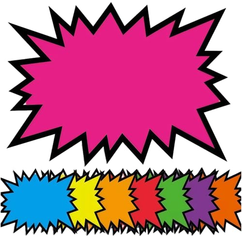 80Pcs 3x5 Inch Neon Starburst Cutouts Fluorescent Price Tags for