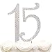 Hatcher lee Bling Crystal QuinceaƱera Happy 15 Birthday Cake Topper - Best Keepsake | 15th Party Decorations Silver