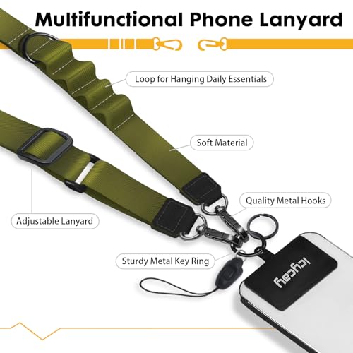 Image of Icycay Phone Lanyard Crossbody Strap Neck Adjustable Teacher Women Green | for Cell Phone Case Keys ID Badges, Anti Theft, Multifuctional, Phone Holder, Travel Hiking Essential Accessories, Gifts