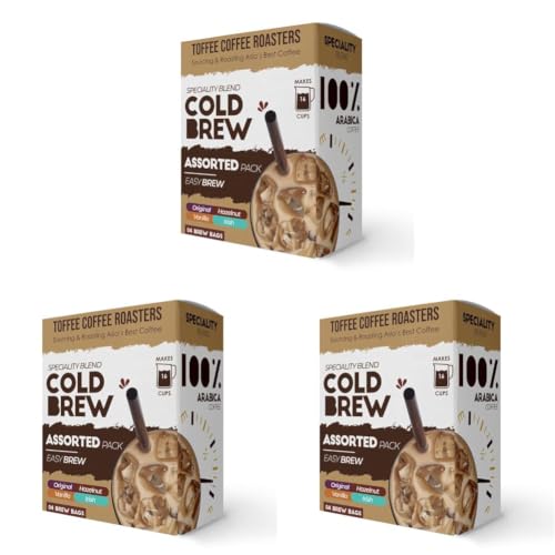 Image of Toffee Coffee Roasters | Assorted Cold Brew Bags| As Seen On Shark Tank | Easy Brew Cold Brew Coffee | Pack of 12 Bags | 100% Arabica Grounded Coffe | Makes 16 Cups